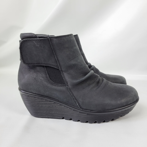 Skechers Leather Parallel Fastened Wedge Cooling Memory Foam Boots Sz 9 - Picture 1 of 12